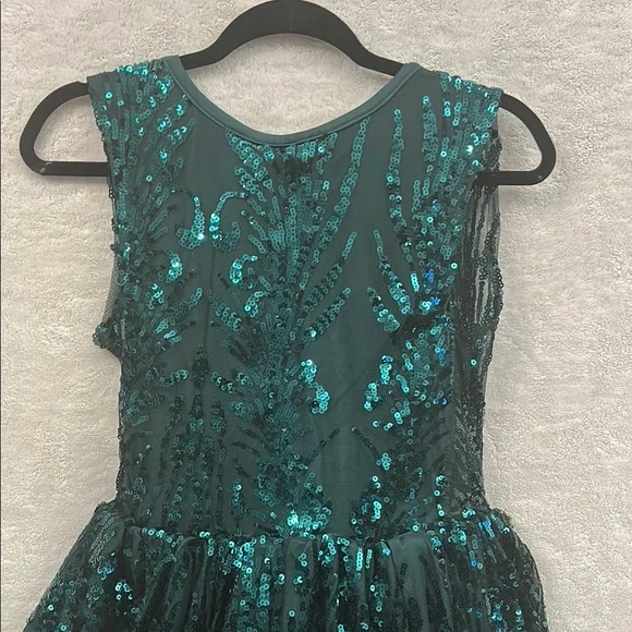 Emerald Green Sleeveless Crew Neck A-line Dress - Picture 3 of 16